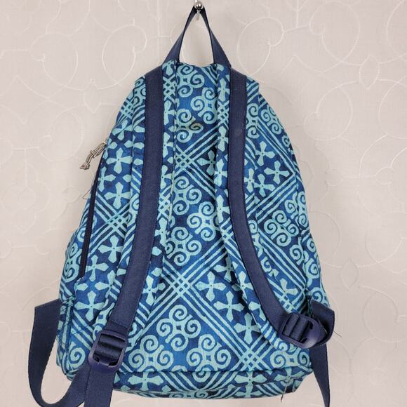 Vera Bradley Lighten Up Grand Cuban Tiles Womens Backpack Blue Laptop Bag - Picture 10 of 14